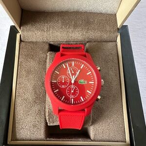 Lacoste Red Chronograph Watch with Silicone Band